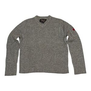 Vintage Abercrombie & Fitch Gray Lambswool V-Neck Sweater Made Hong Kong Size L